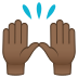 🙌🏾 raising hands: medium-dark skin tone display on JoyPixels